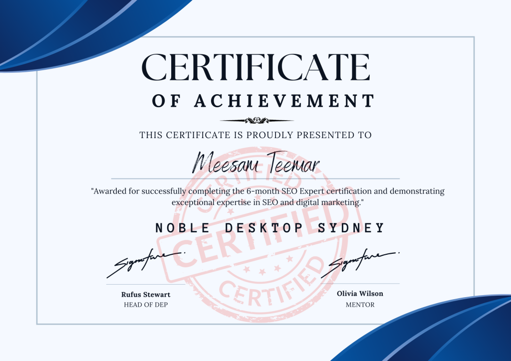 SEO Certificate by Noble desktop